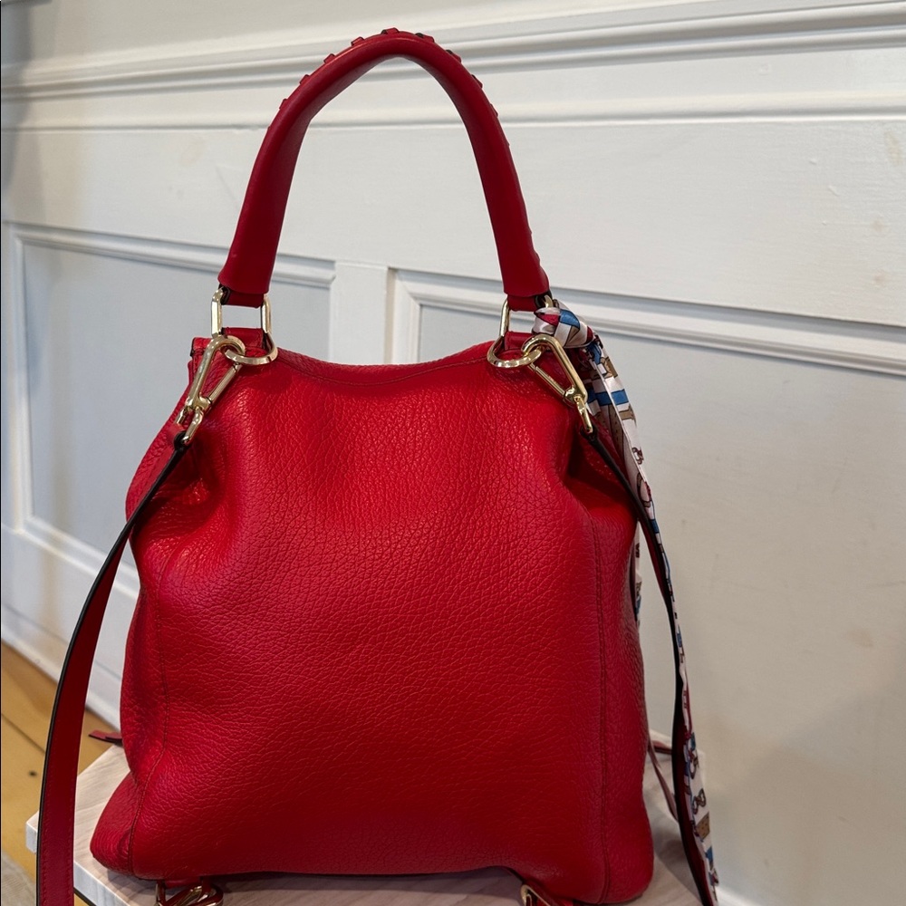 Michael Kors Viv Red Leather Convertible Backpack Crossbody - Picture 8 of 17